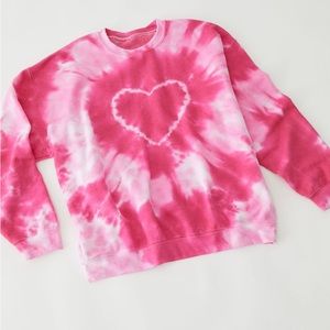Urban Outfitters Urban Renewal Heart Tie Dye Crew Neck Sweatshirt